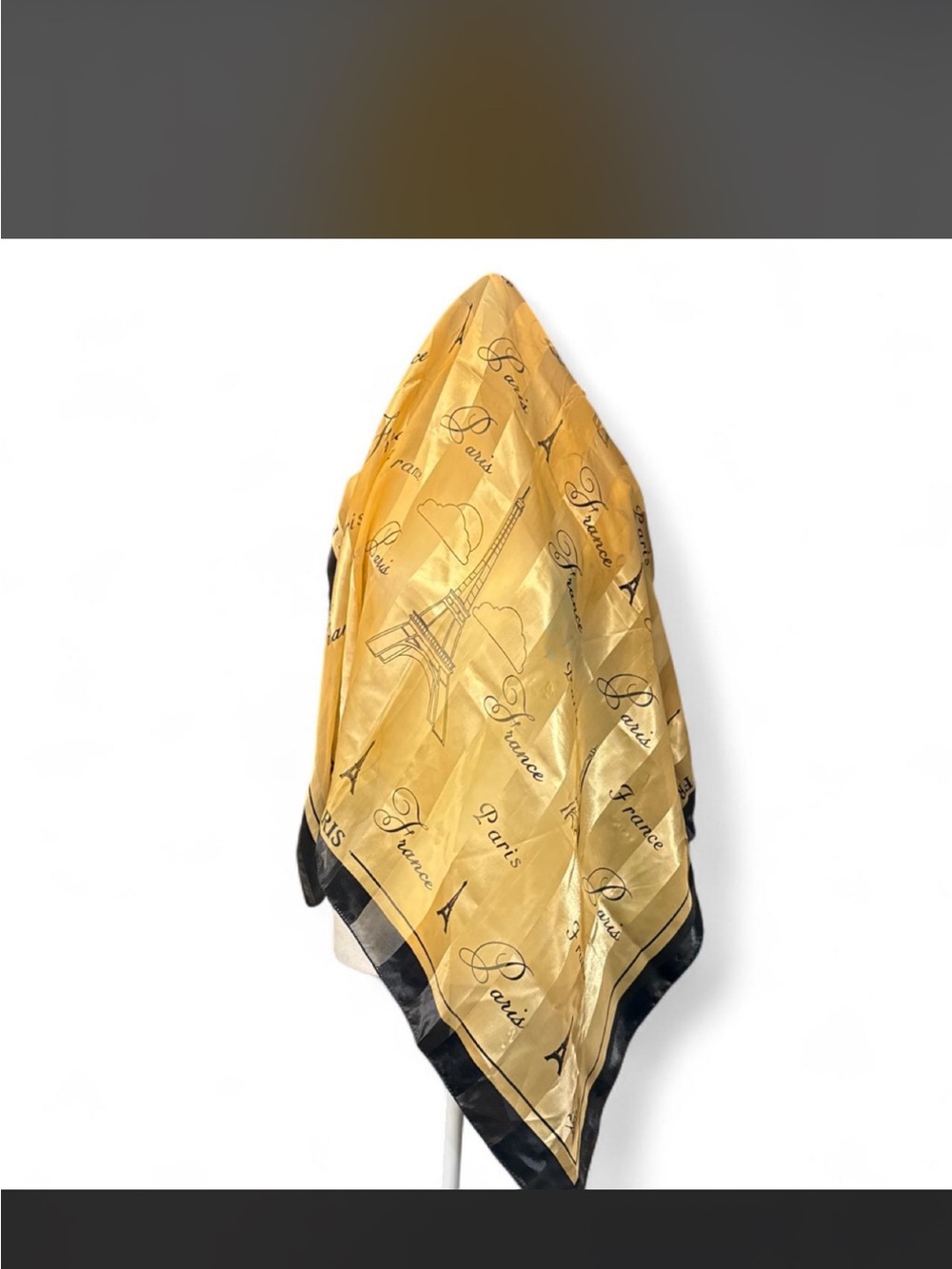 Source Unknown Yellow Eiffel Tower Silk Scarf with Black Border